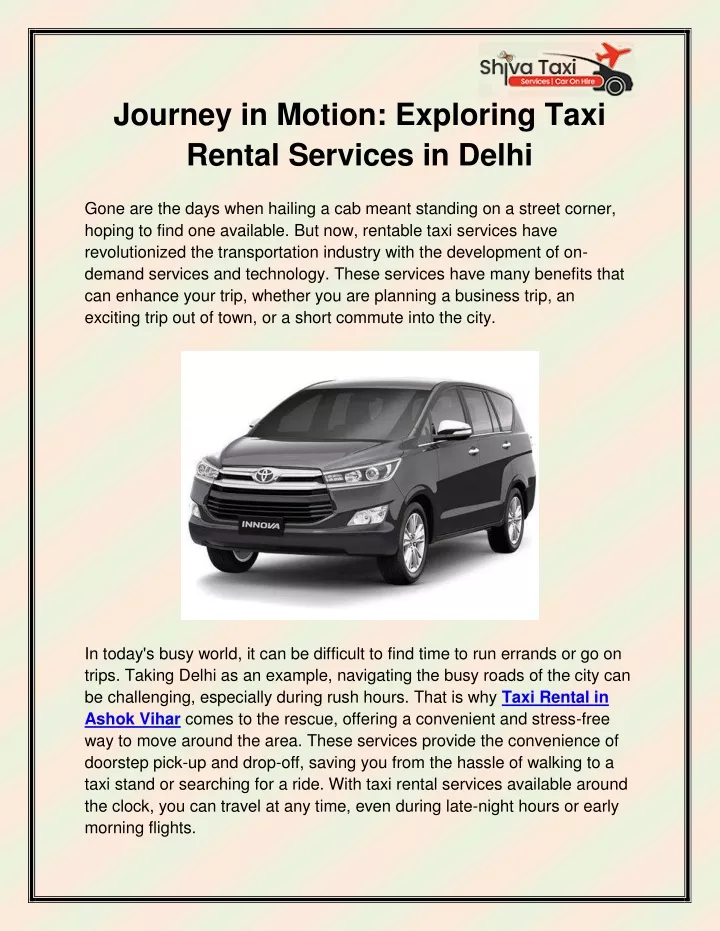 journey in motion exploring taxi rental services