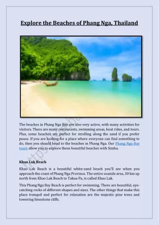 Explore the Beaches of Phang Nga, Thailand