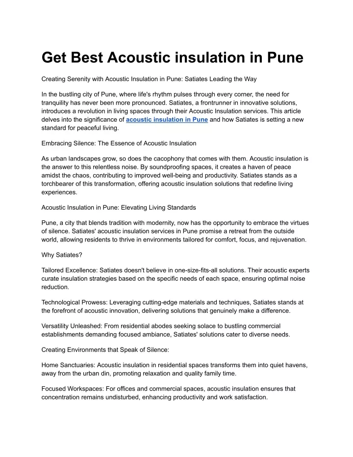 get best acoustic insulation in pune