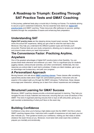 A Roadmap to Triumph_ Excelling Through SAT Practice Tests and GMAT Coaching