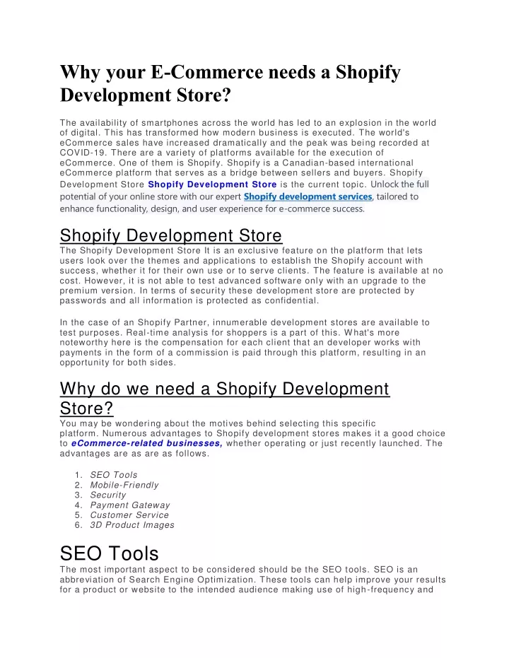 why your e commerce needs a shopify development