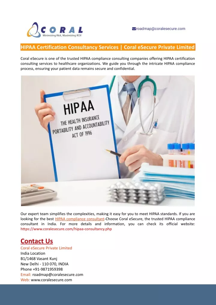 hipaa certification consultancy services coral