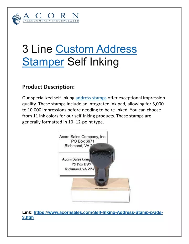 3 line custom address stamper self inking