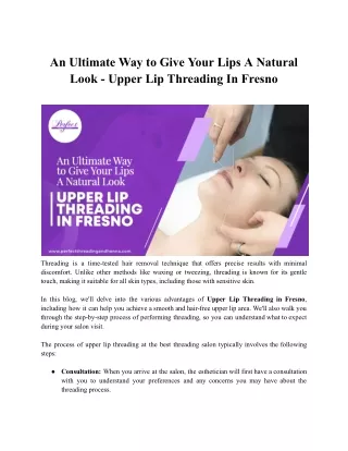 An Ultimate Way to Give Your Lips A Natural Look - Upper Lip Threading In Fresno