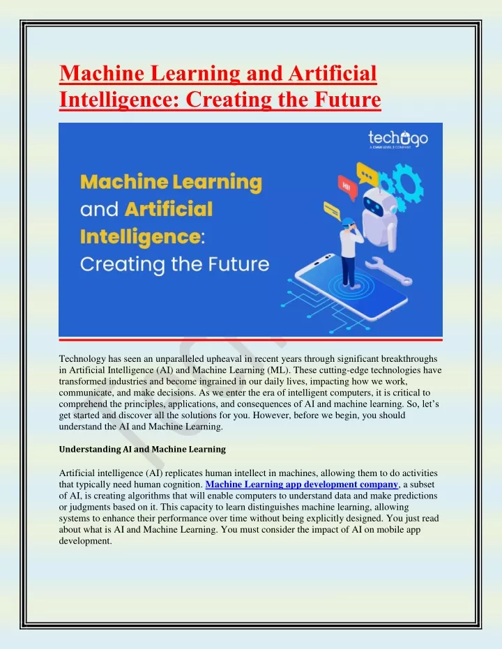 machine learning and artificial intelligence