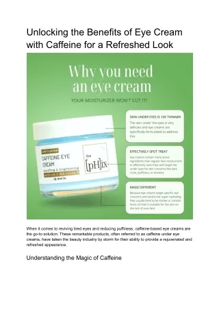 The Power of Caffeine in Eye Creams