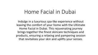 Home Facial in Dubai