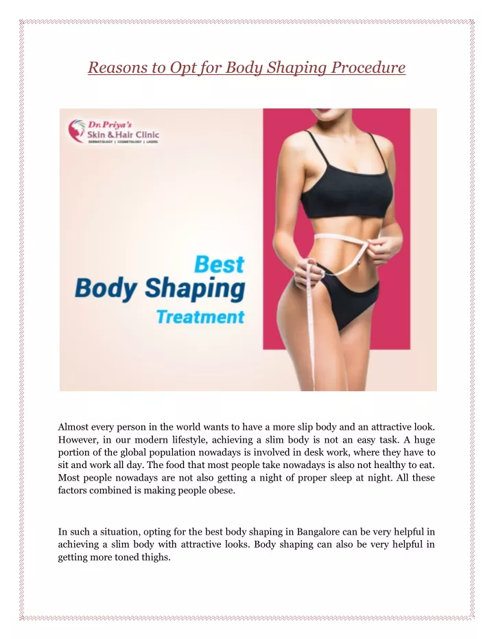 reasons to opt for body shaping procedure