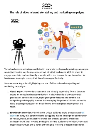 The role of video in brand storytelling and marketing campaigns