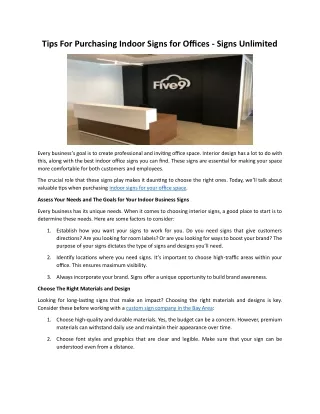 Tips For Purchasing Indoor Signs for Offices