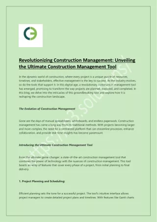 Unveiling the Ultimate Construction Management Tool