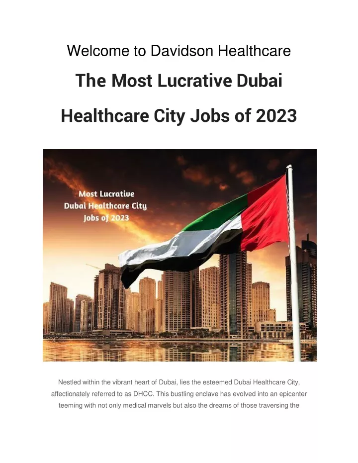 welcome to davidson healthcare the most lucrative dubai healthcare city jobs of 2023