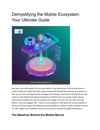 Demystifying the Mobile Ecosystem Your Ultimate Guide