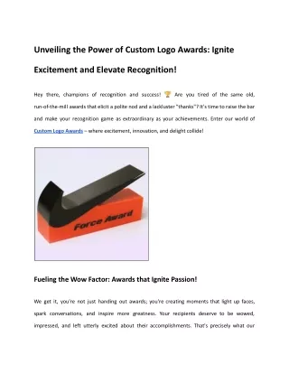 Crafting Distinction: Custom Logo Awards