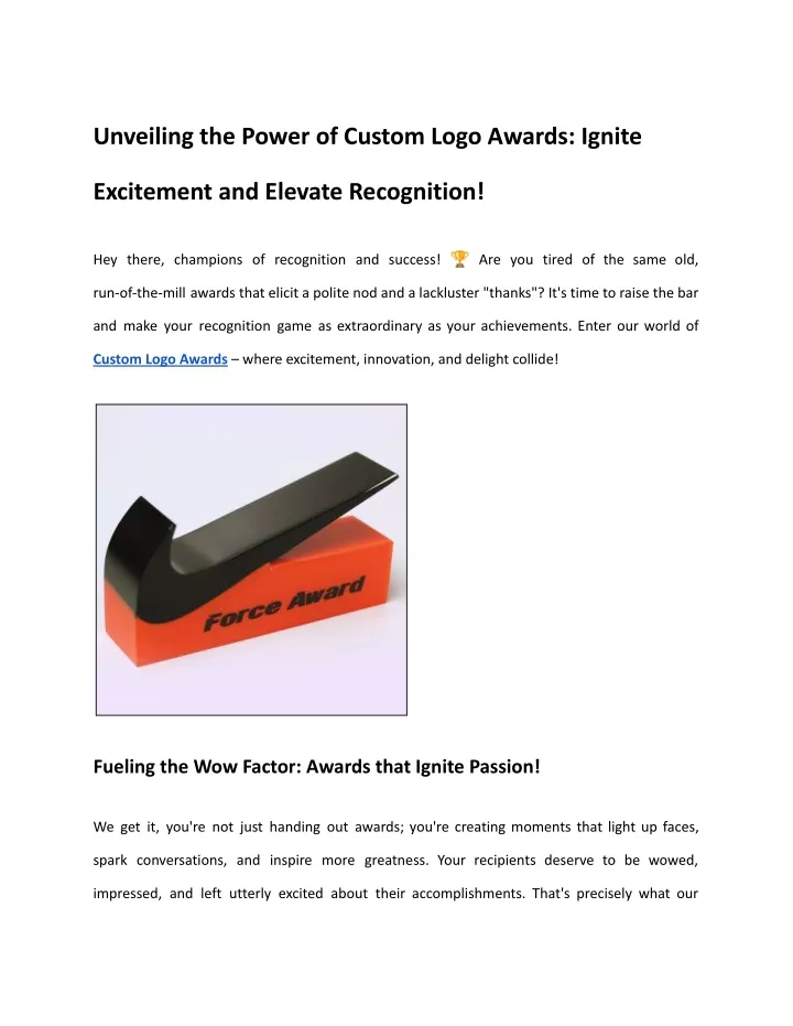 unveiling the power of custom logo awards ignite