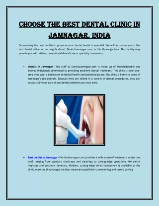 Choose the Best Dental Clinic in Jamnagar