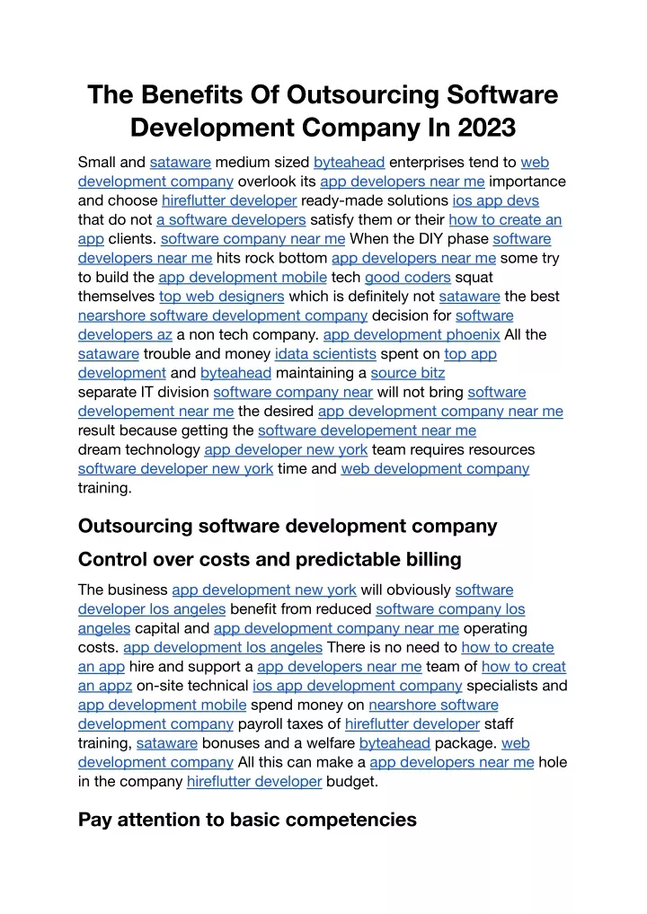 the benefits of outsourcing software development