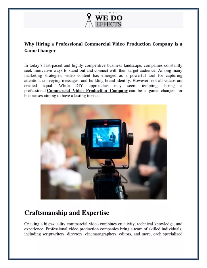 why hiring a professional commercial video