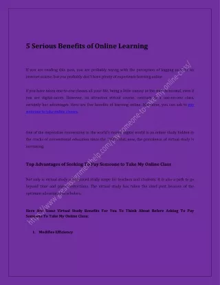 5 Serious Benefits of Online Learning