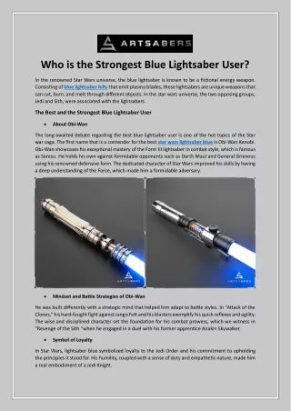 Who is the Strongest Blue Lightsaber User