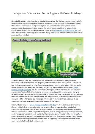 integration of advanced technologies with green