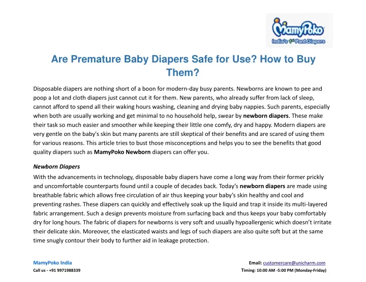 are premature baby diapers safe