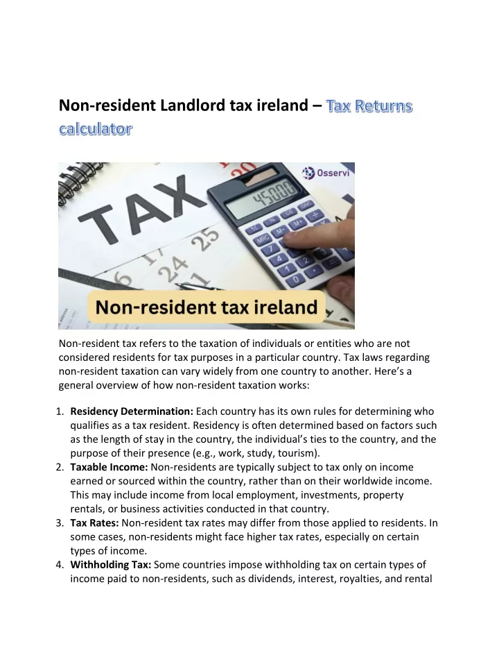non resident landlord tax ireland