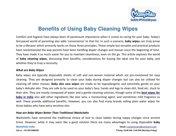 benefits of using baby cleaning wipes
