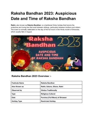 Raksha Bandhan 2023_ Auspicious Date and Time of Raksha Bandhan