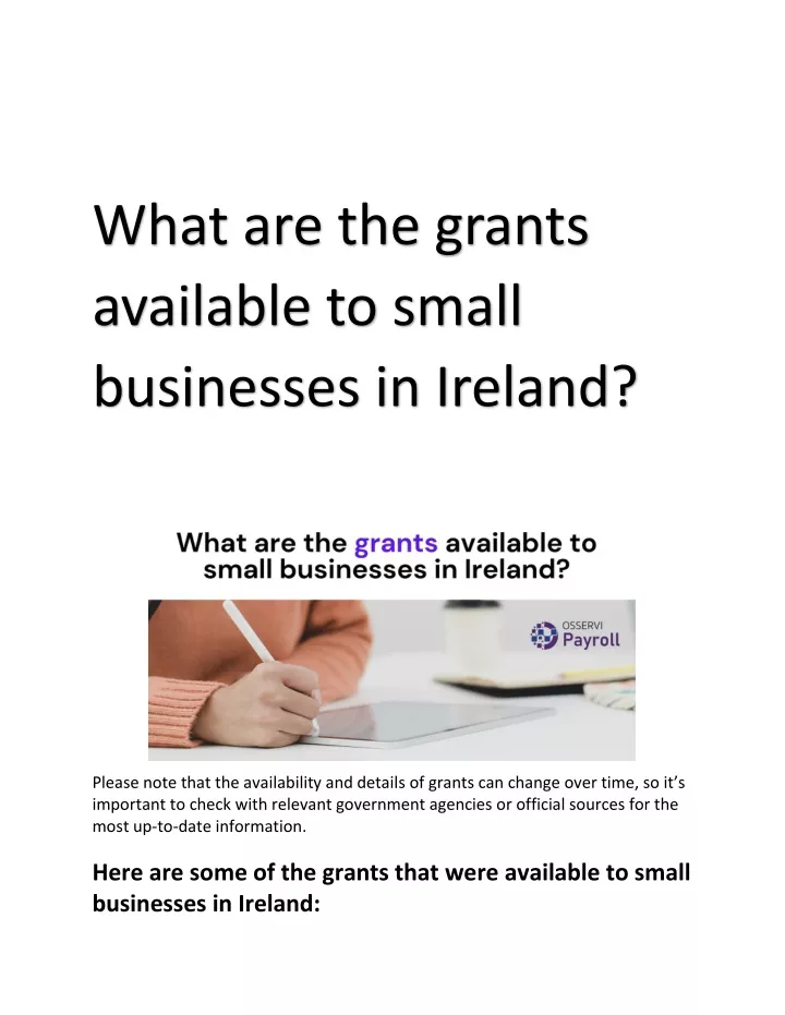 what are the grants available to small businesses