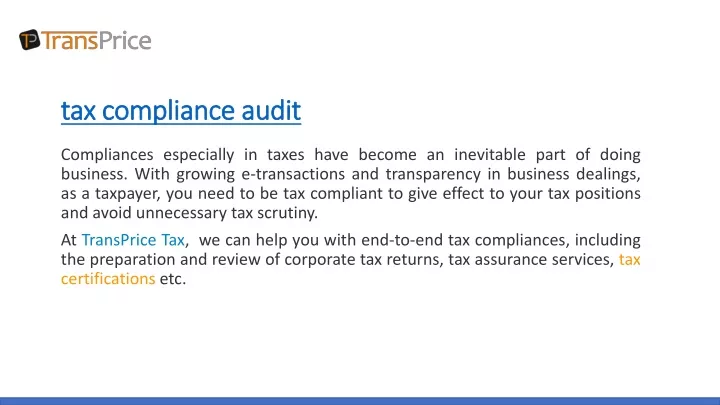 tax compliance audit tax compliance audit