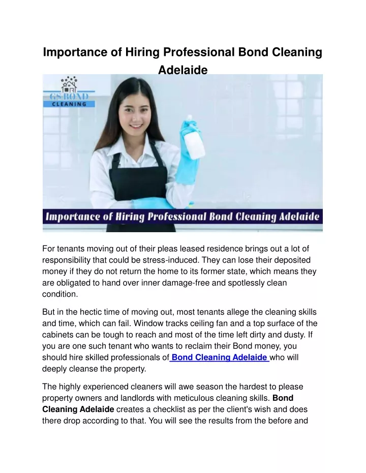 importance of hiring professional bond cleaning