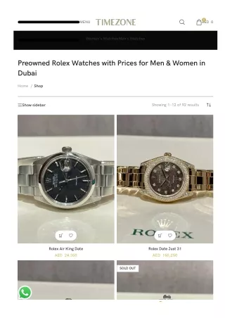 Preowned Rolex Watches with Prices for Men & Women in Dubai