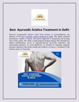 Best  Ayurvedic Sciatica Treatment in Delhi|ayurvedadoctor