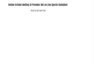 Online Cricket Betting Daddybet