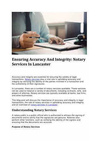 Notary Services In Lancaster