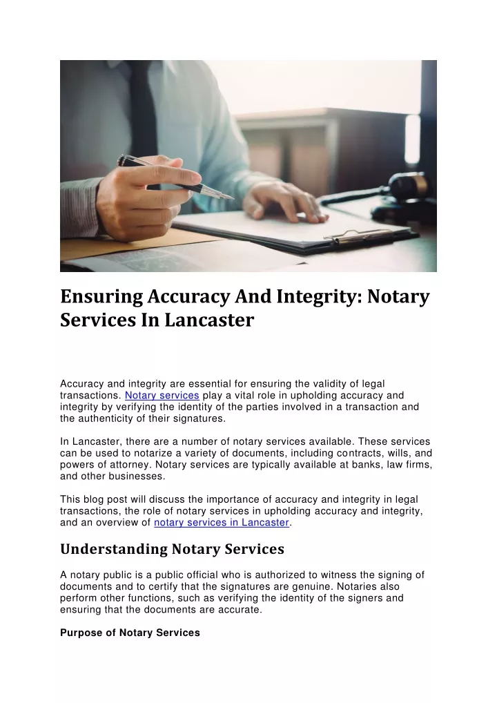 ensuring accuracy and integrity notary services