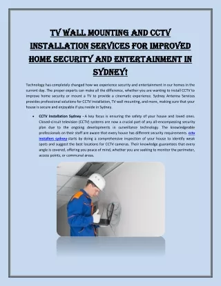 TV wall mounting and CCTV installation services for improved home security and entertainment in Sydney!