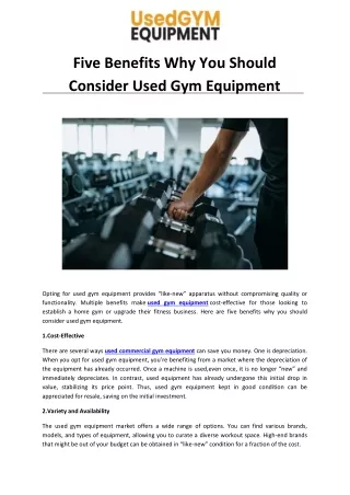 Five Benefits Why You Should Consider Used Gym Equipment