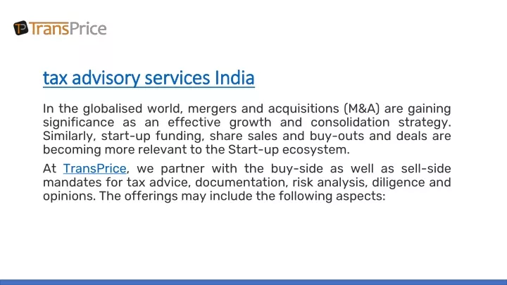 tax advisory services india