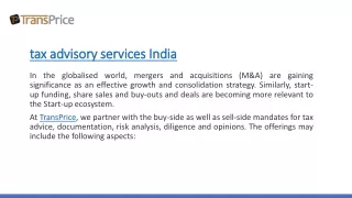 tax advisory services India