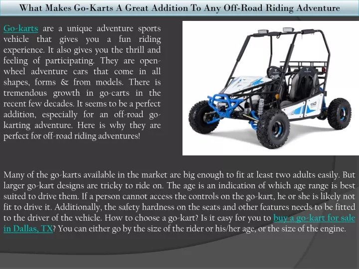 what makes go karts a great addition