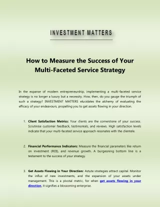How to Measure the Success of Your Multi-Faceted Service Strategy