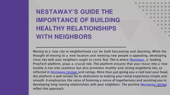 nestaway s guide the importance of building healthy relationships with neighbors