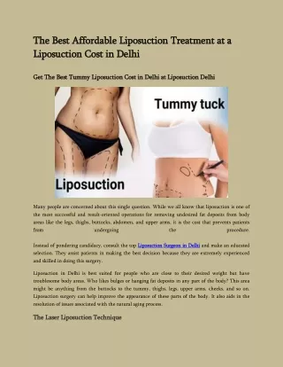 The Best Affordable Liposuction Treatment at a Liposuction Cost in Delhi
