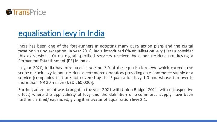 equalisation equalisation levy in india