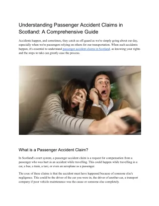 Understanding Passenger Accident Claims in Scotland: A Comprehensive Guide