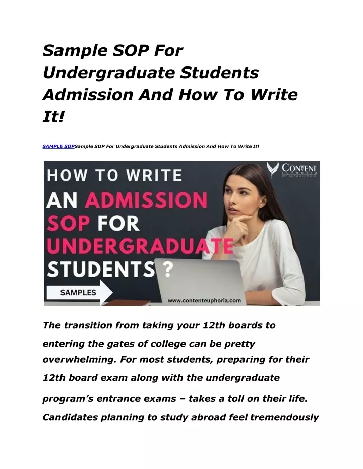 sample sop for undergraduate students admission and how to write it