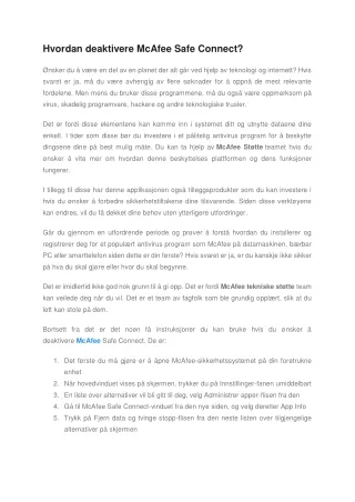 hvordan deaktivere mcafee safe connect