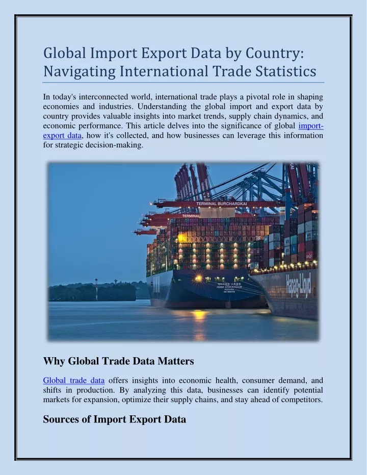 global import export data by country navigating
